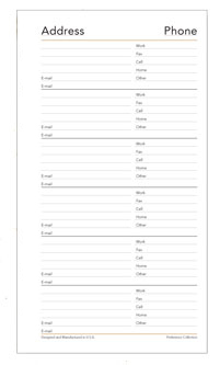 4x6 address page refill for planner